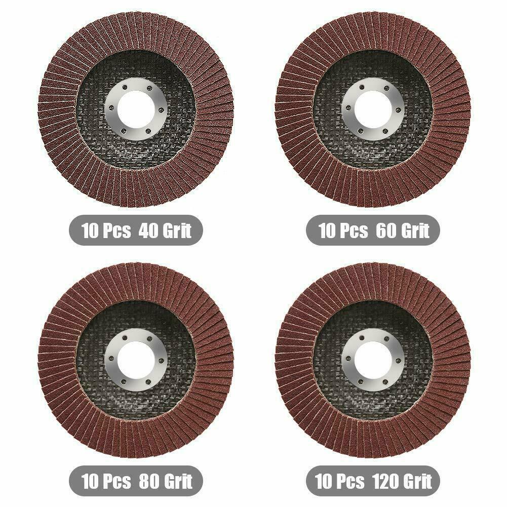 40-Pack 4.5 x7/8″ Flap Disc 4-1/2 40 60 80 120 Grit Angle Grinder Sanding Wheels