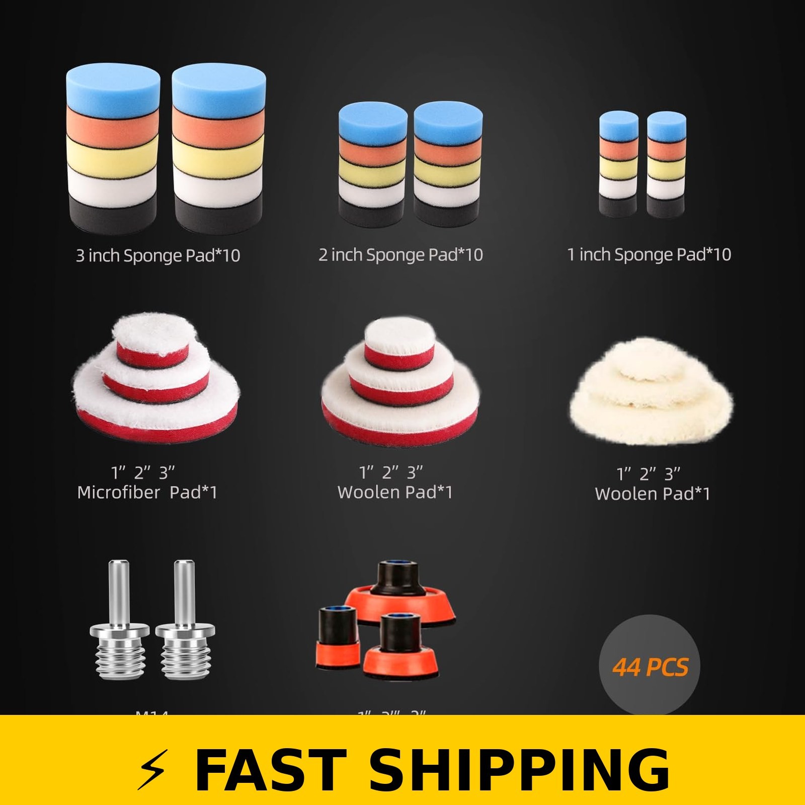 ZFE 44Pcs Car Foam Polishing Pad Kit for Detail Buffing