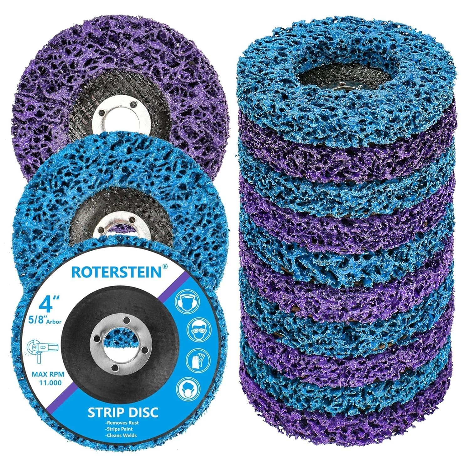 10 Pack 4″ Strip Discs for Angle Grinder – Clean Paint, Rust & Welds, Oxidation