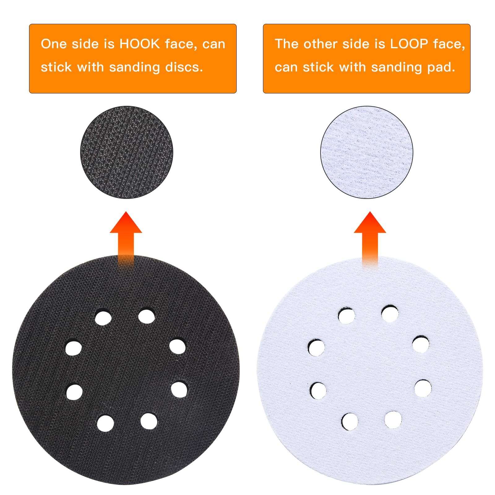 6 Pack 5 Inch 8 Holes Interface Pad, 5” Orbital Sander Foam Pad for in Sander, H