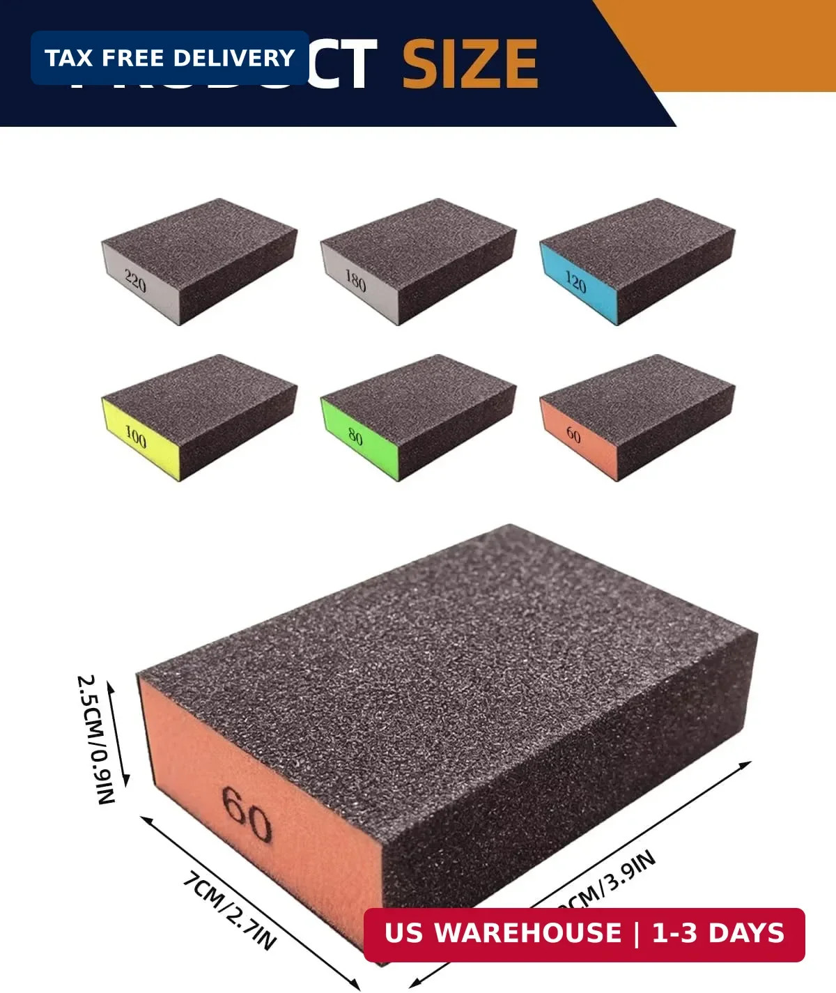 12Pcs Sanding Block Sponge Set, Reusable Sandpaper for Wood & Drywall | 60/80/10