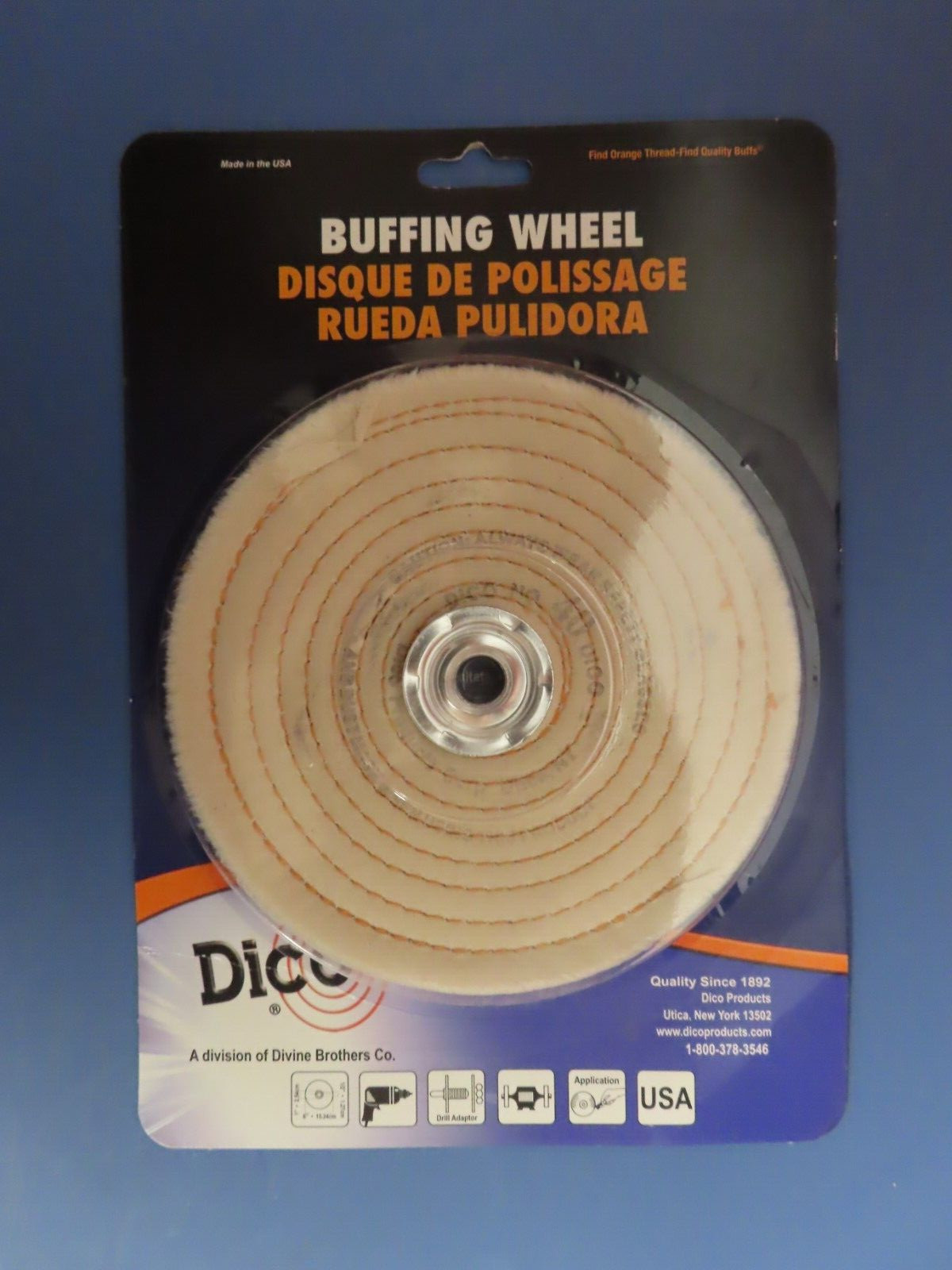 Dico Spiral Sewn 6″ Diameter .5 inches Thick Buffing Wheel 1/2″ arbor 527-40-6