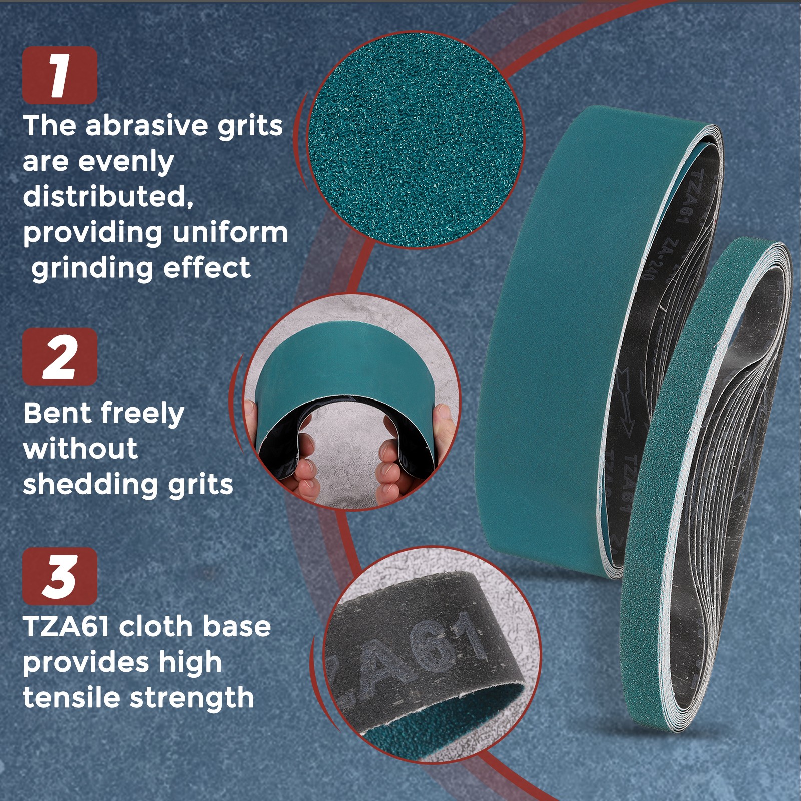 4Piece Sanding Belt Sets,1-1/2″ x 30″ 40/60/80/120 Grit Zirconia for Knife