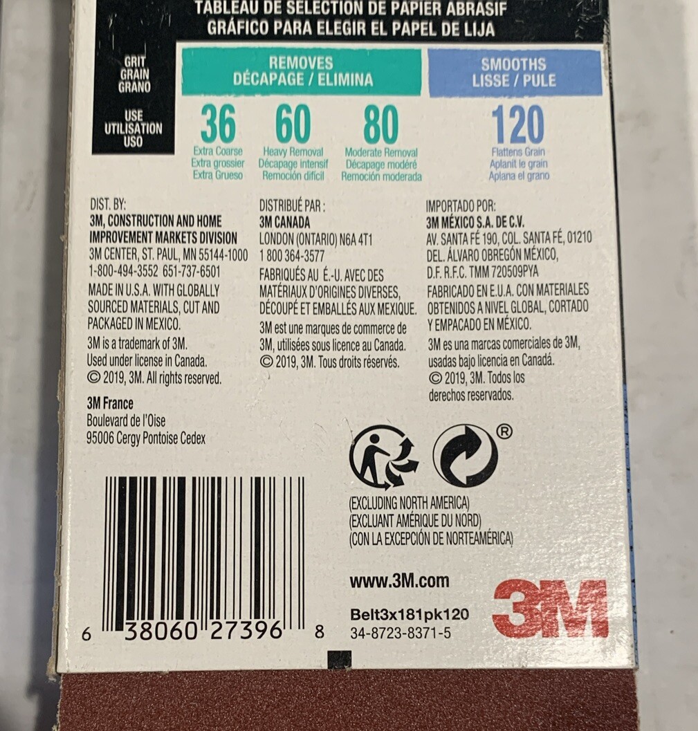 2 NEW 3M 3” X 18” 120 Rapid Removal, SANDER SANDING BELT