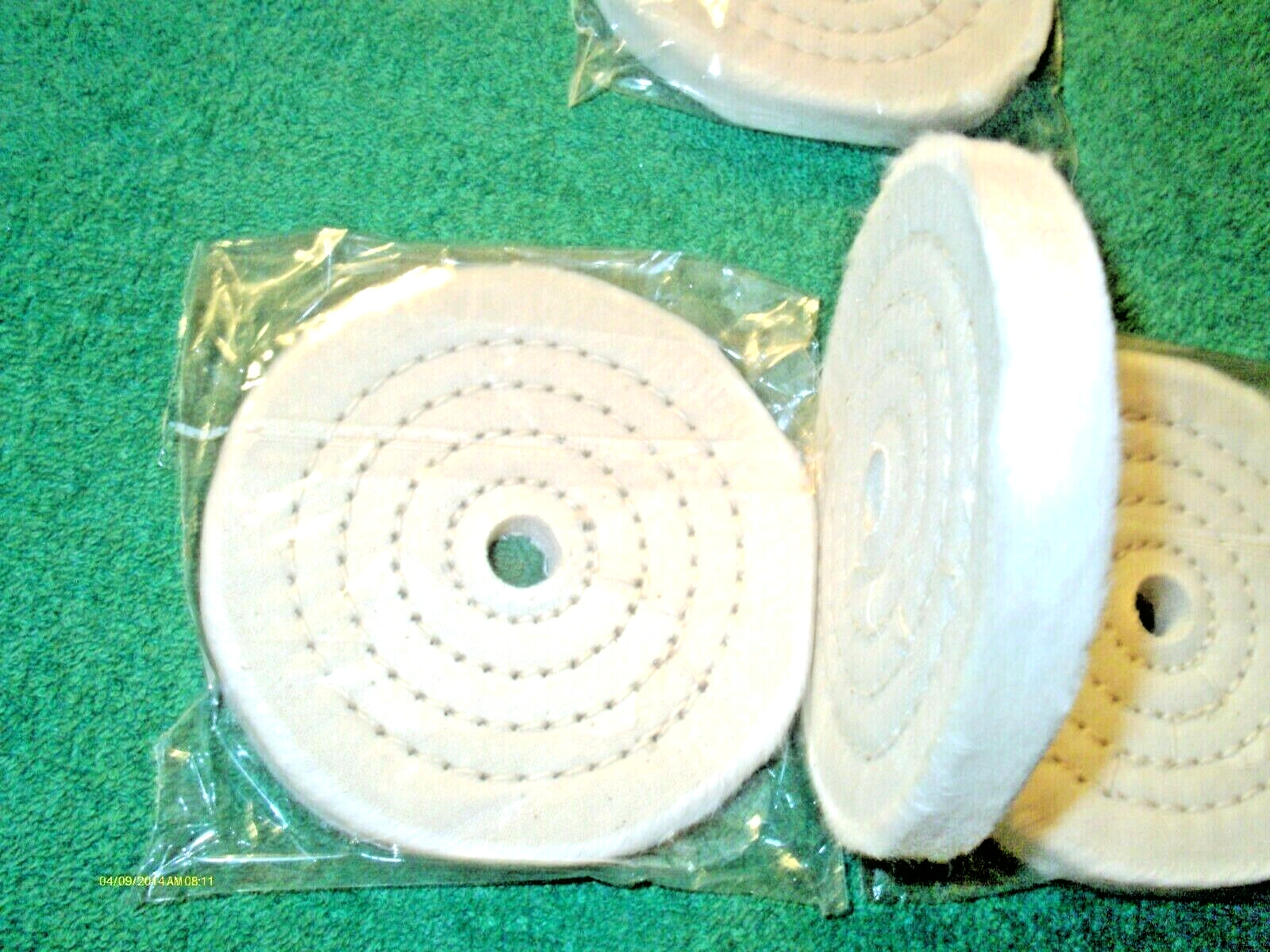 4 Pieces 4″ Diameter 1/2″ Thick Cotton Polishing Buffing Wheels 1/2″ Arbor Hole