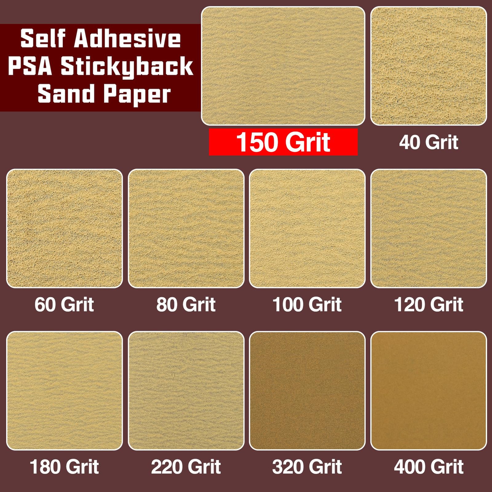 150 Grit Sandpaper Roll Self Adhesive PSA Stickyback Sand Paper 2-3/4″ Wide 1…