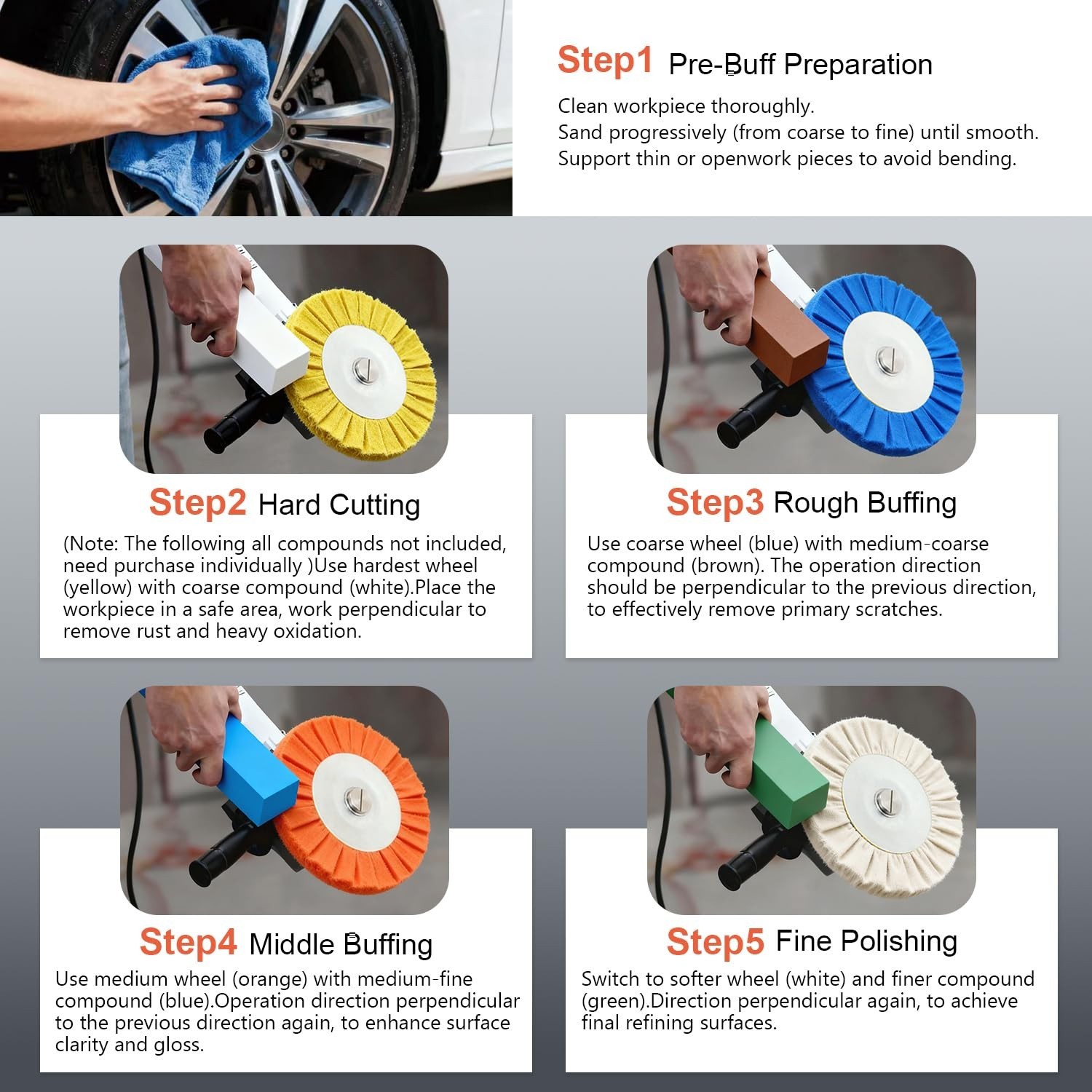 Aluminum Wheel Polishing Kit – 8″ Airway Buffs