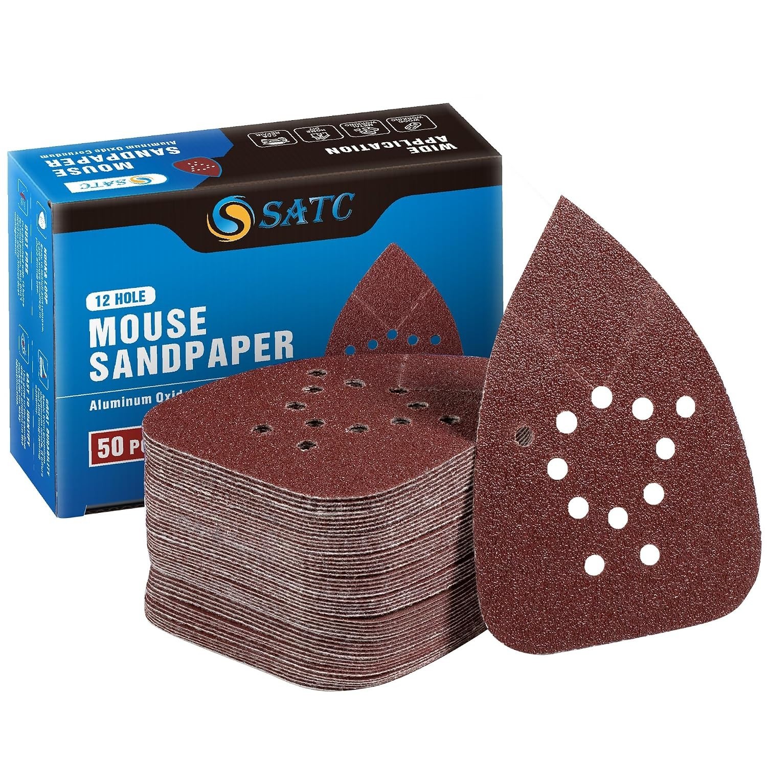 50PCS Assorted Mouse Sanding Pads for Multi-Material Refinishing