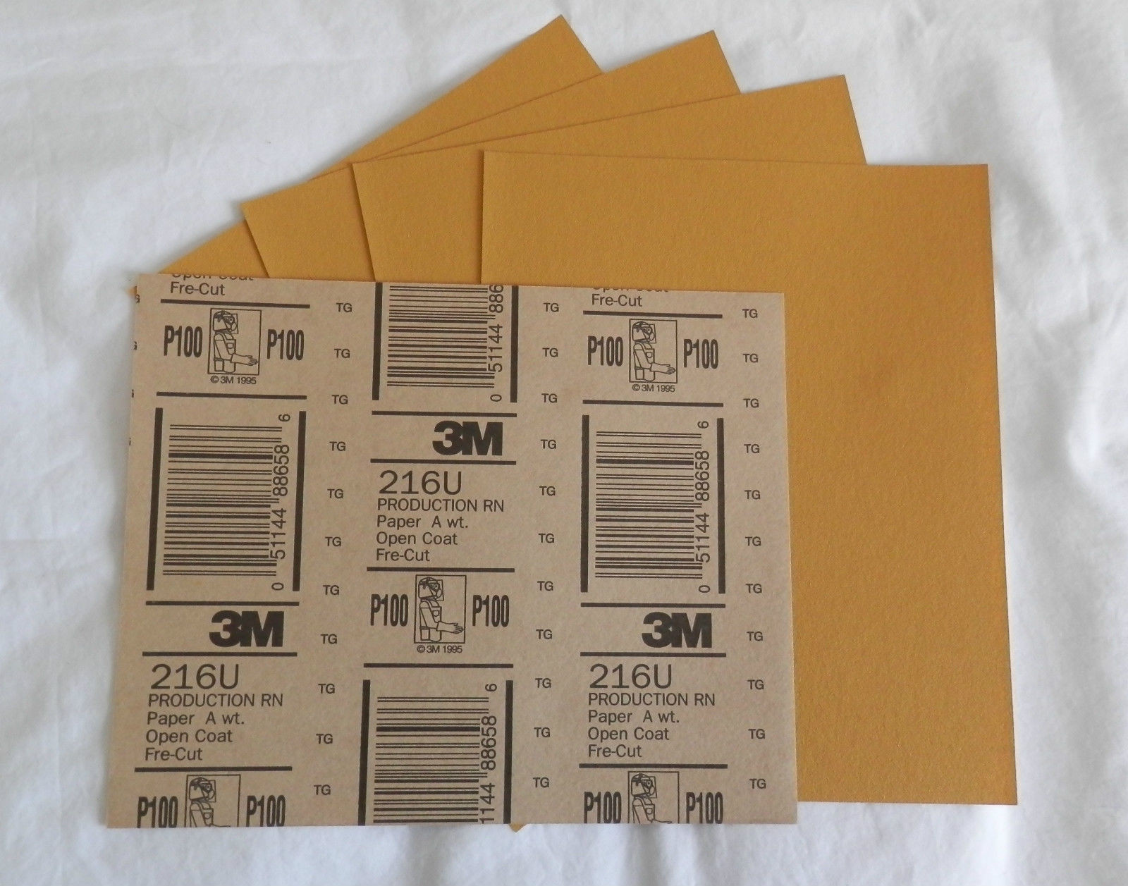 (5) NEW Sheets of 3M 216U Fre-Cut Gold P100A, 9″ x 11″, -02548 hs