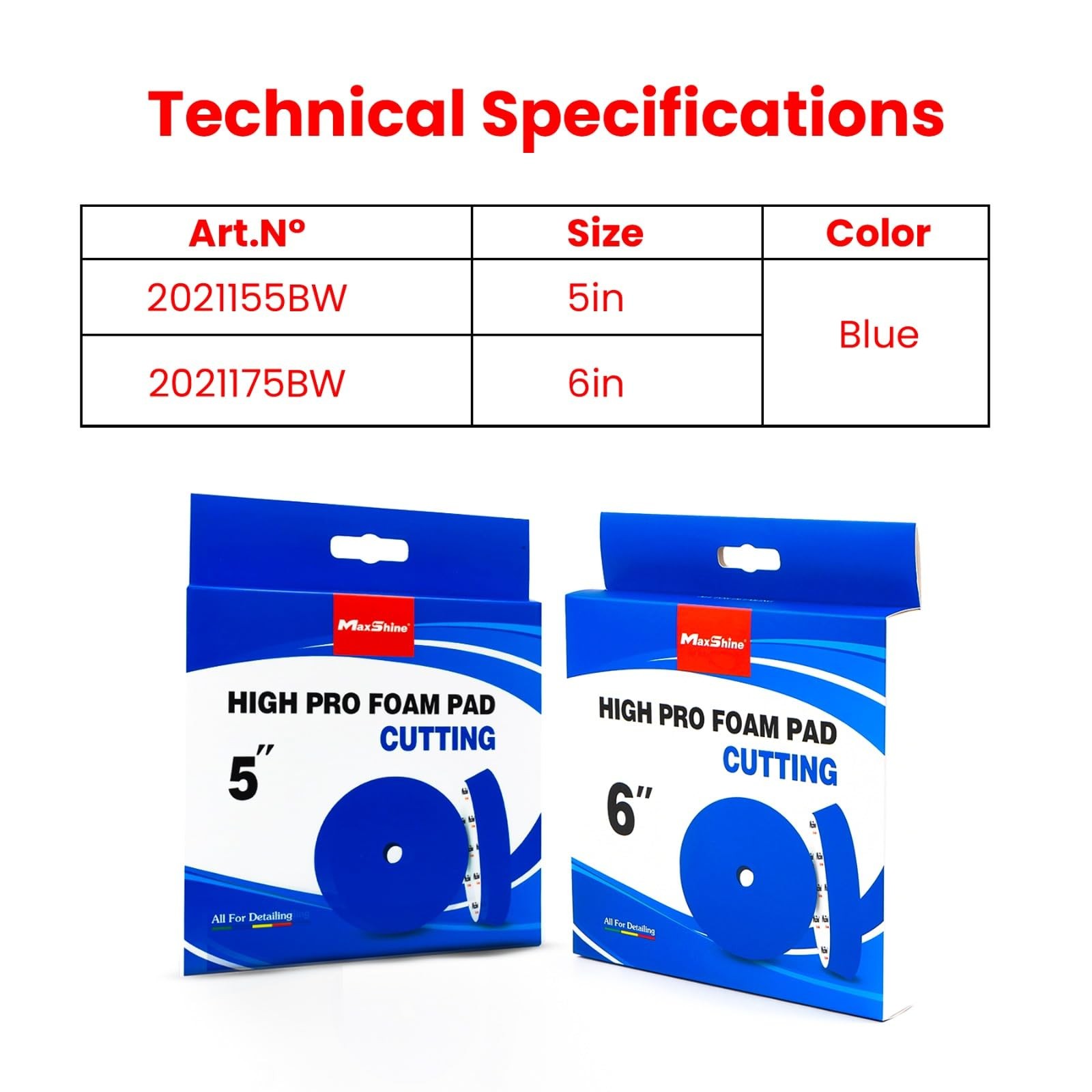 Maxshine 5” Universal High Pro Cutting Foam Pad – Compatible with DA & 5″