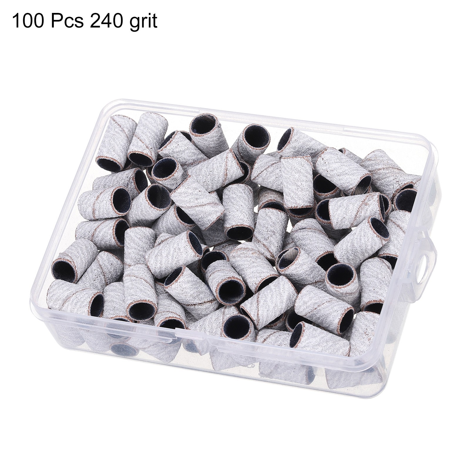 100pcs Small Sanding Bands 240 Grit for Nail Drill Bits White