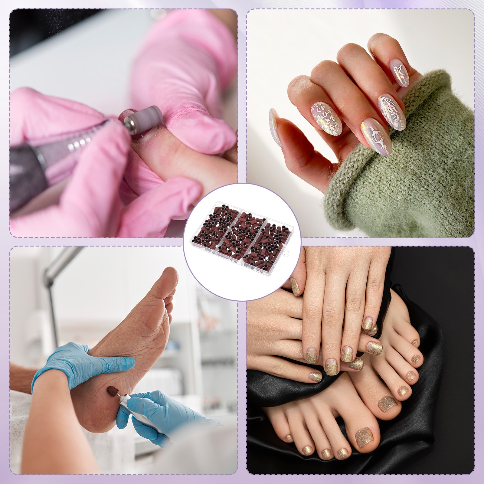 211pcs Small Sanding Band 80/120/180 Grit for Nail Bit with 2.35mm Mandrel Brown