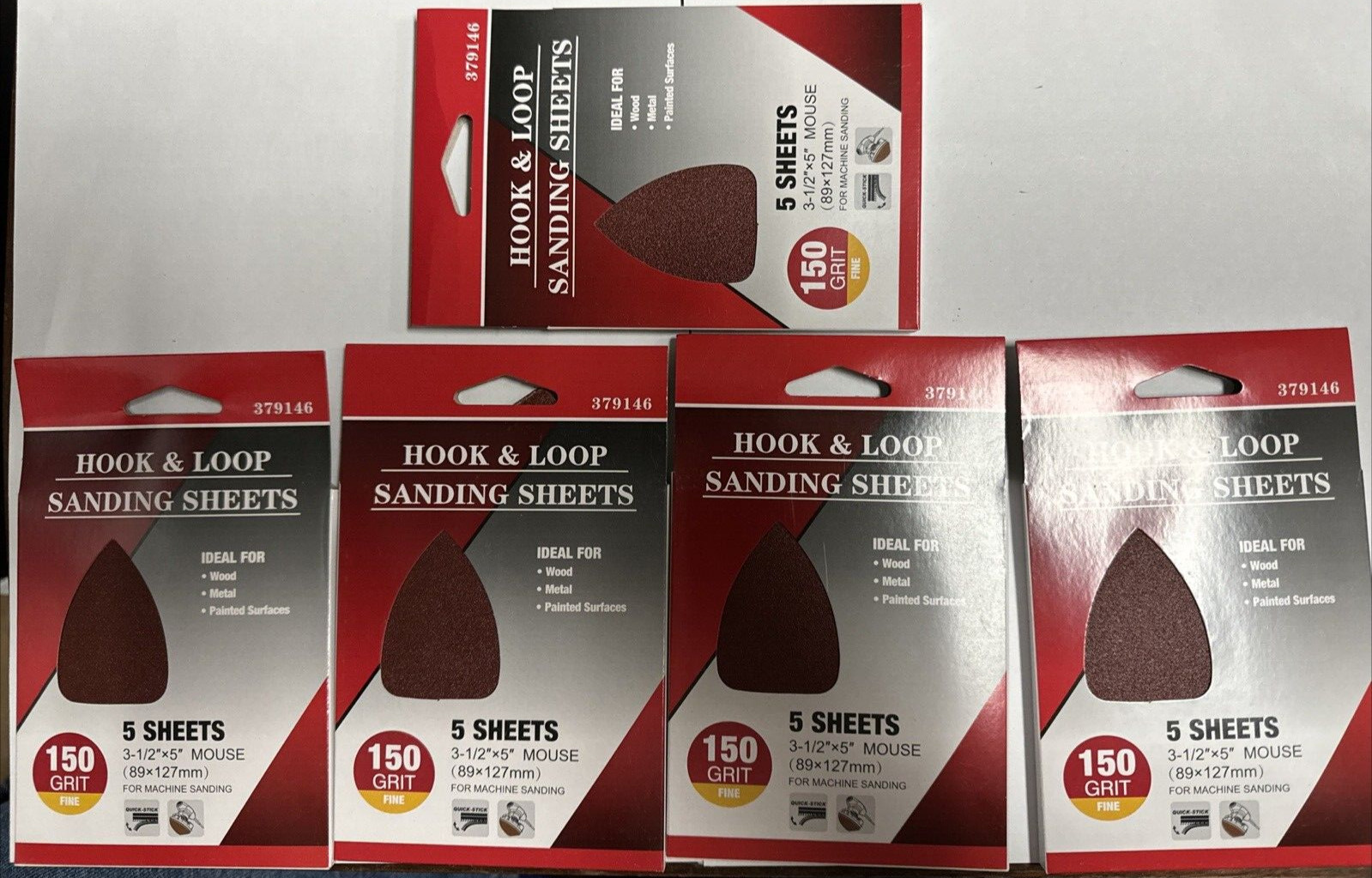 25 SHEETS 3.5″ X 5″ MOUSE HOOK & LOOP SANDING SHEETS 150 GRIT
