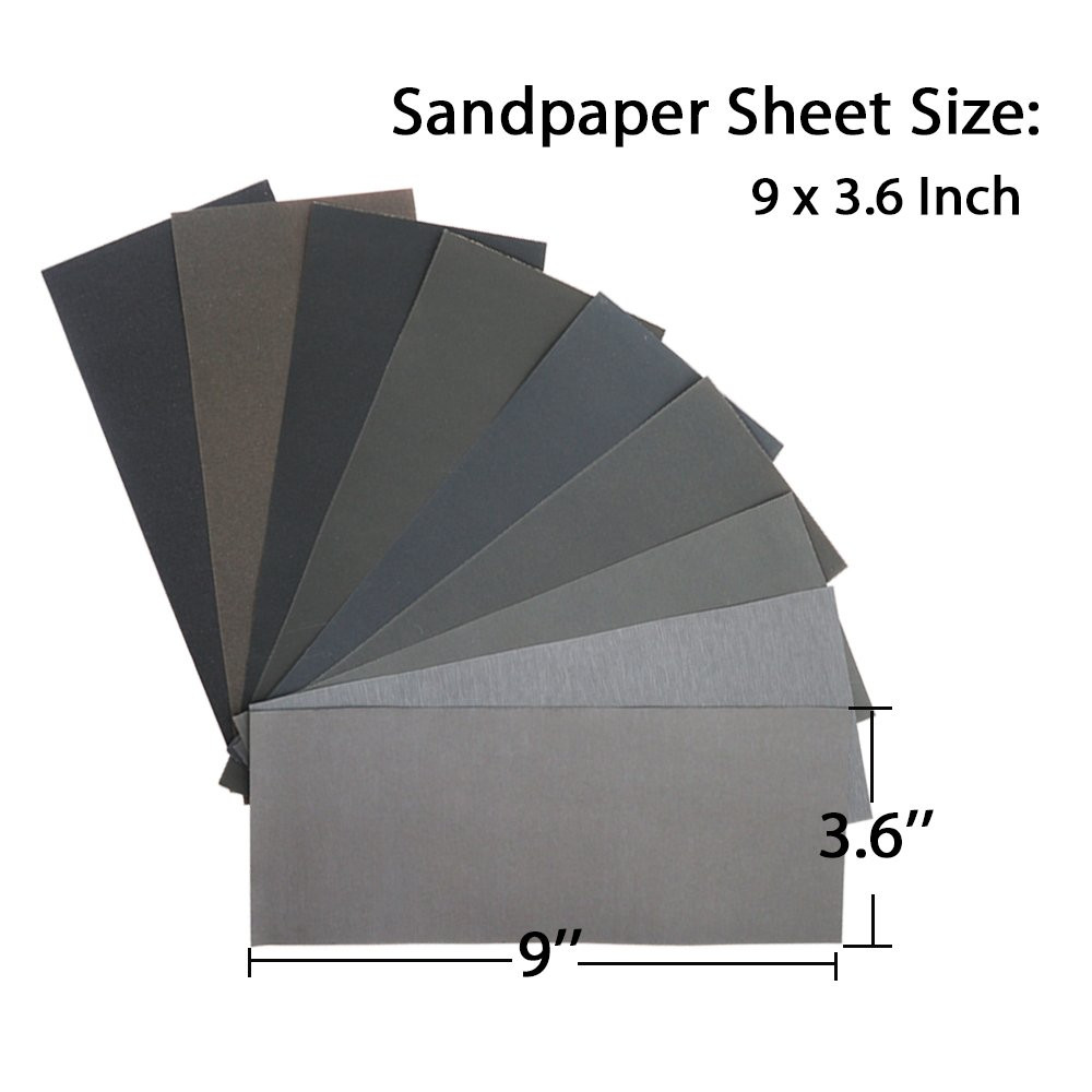 45Pcs Wet Dry Sandpaper, 400/600/ 800/1000/ 1200/1500/ 2000/2500/ 3000 Grit Asso