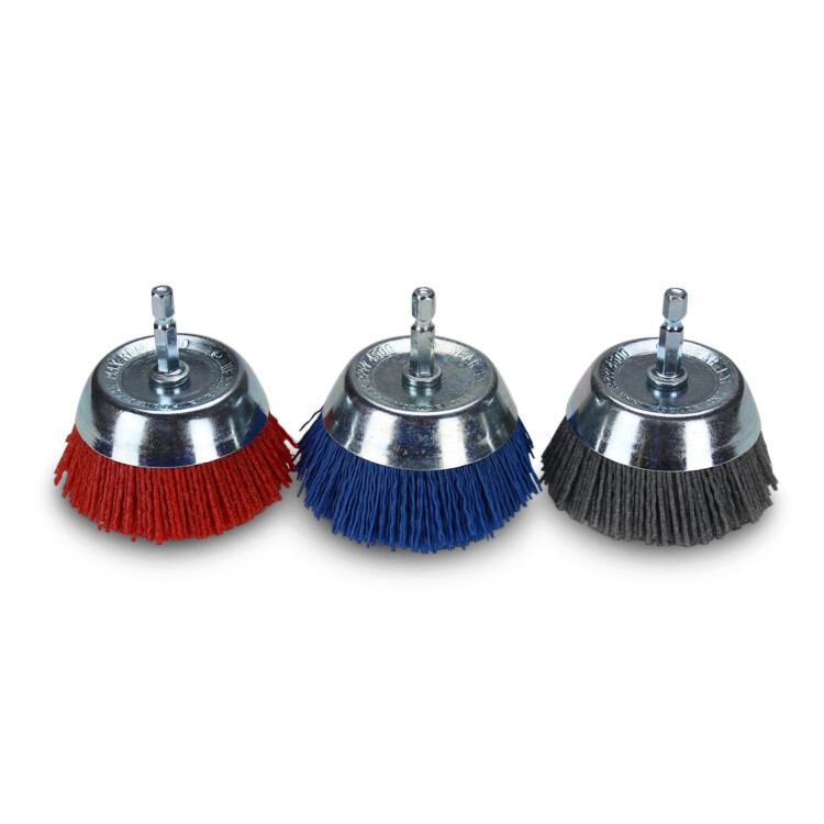 BHA 3″ Nylon Wire Cup Brush with 1/4″ Hex Shank for Drill or Die Grinder