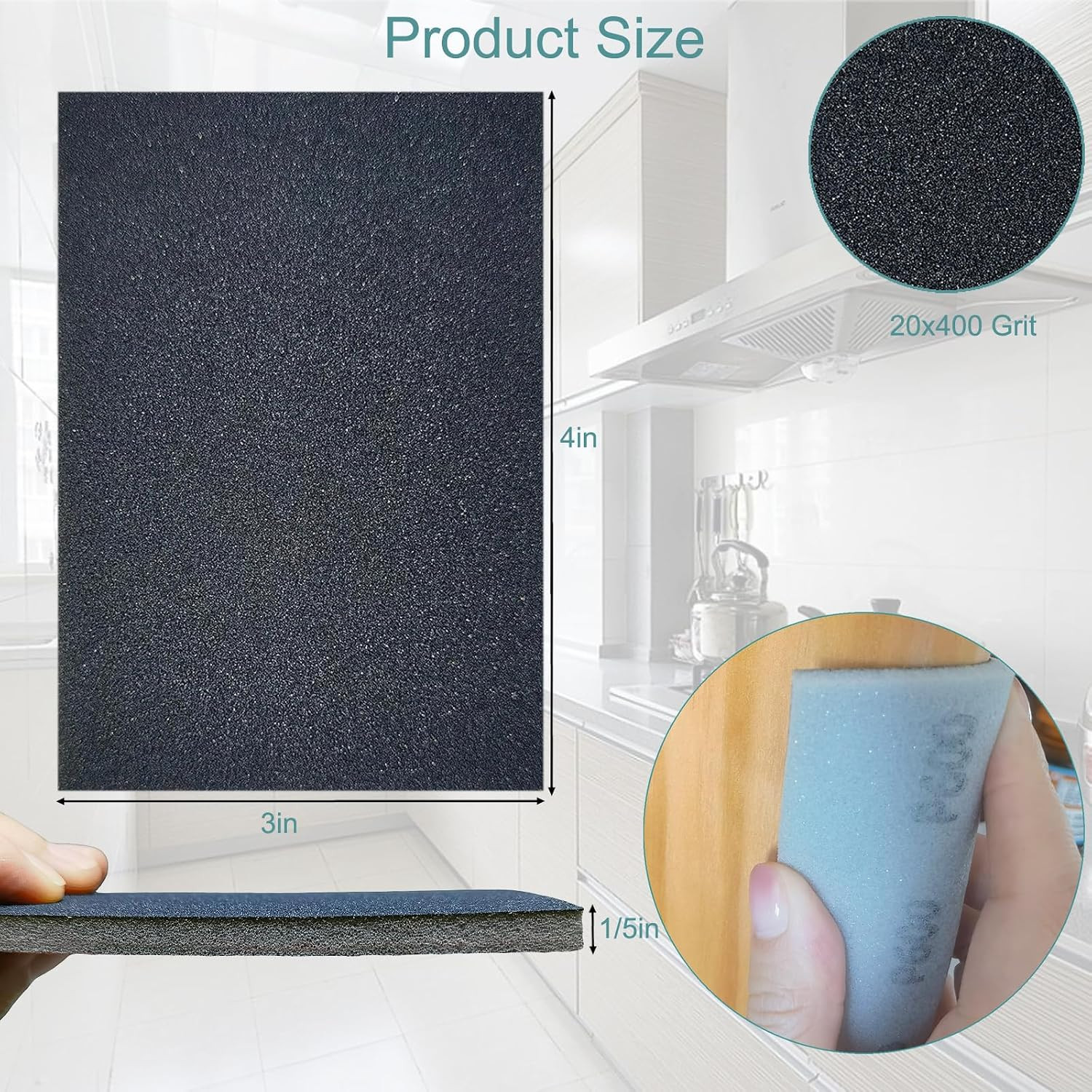 20 PCS 3 X 4 Inch 400 Grit Sanding Sponge Set, Ultra Fine Sanding Sponges Pads,