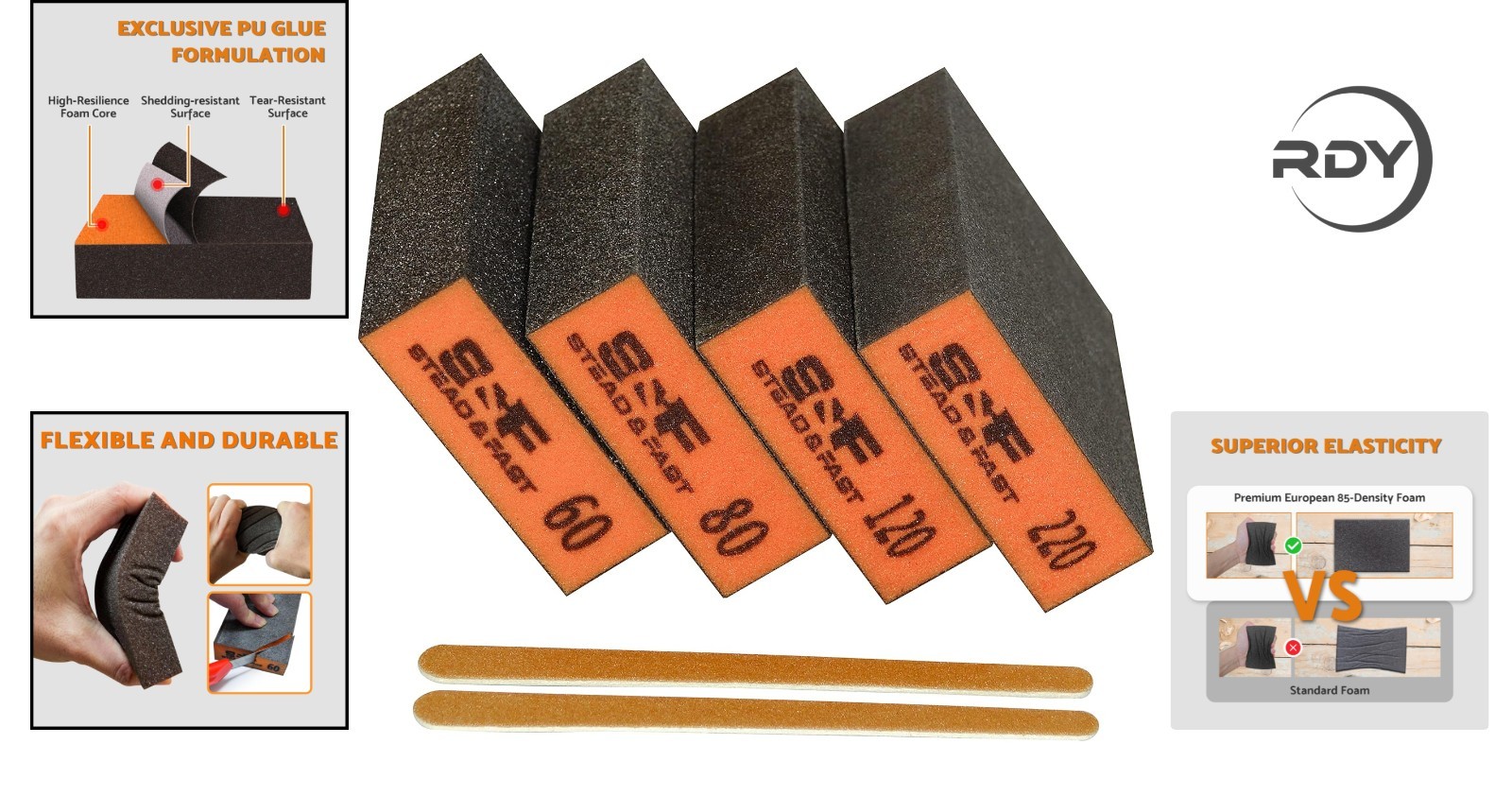 Versatile Sanding Sponge Set – 4 Pcs with Coarse to Fine Grits for Professionals