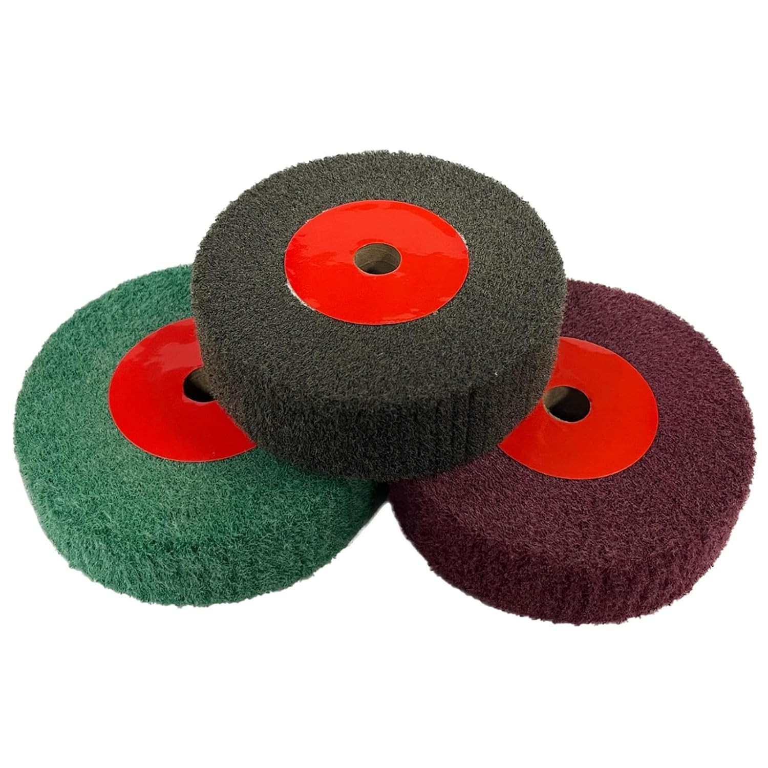 3Pcs 4″ Nylon Polishing Wheels, 320/600/800 Grit, 1.2″ Thickness, 1/2″ Arbor