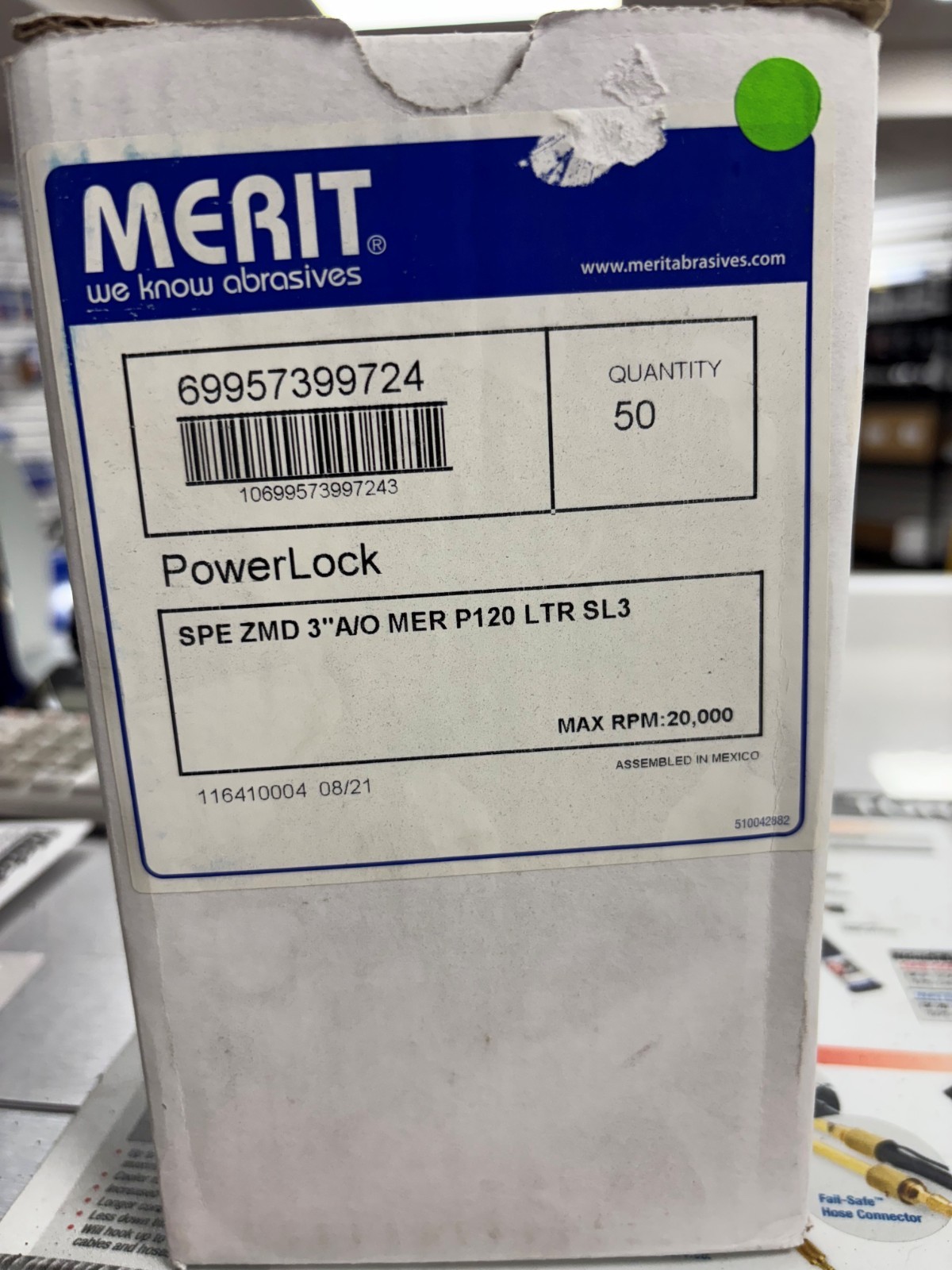 69957399724 Merit Type R, 3″ Dia, 120 Grit, Aluminum Oxide, Coated