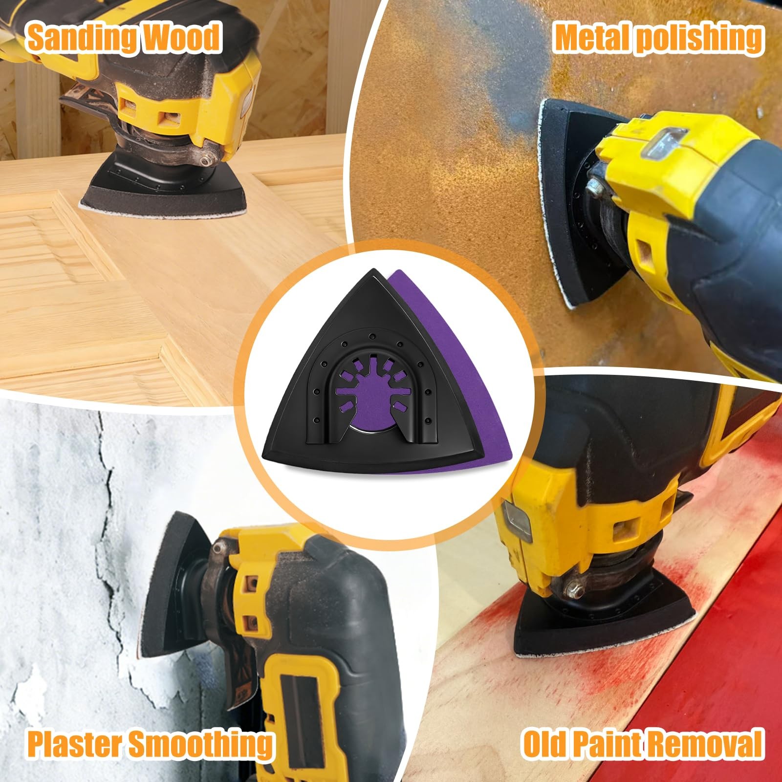 Upgraded 266CS Zirconia Oscillating Tool Sanding Kit with 3 Triangle & 3 Fing…