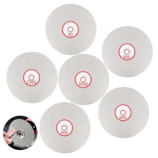 6 PCS Diamond Polishing Disc Set, 6 Inch Diamond Flat Lap Discs,