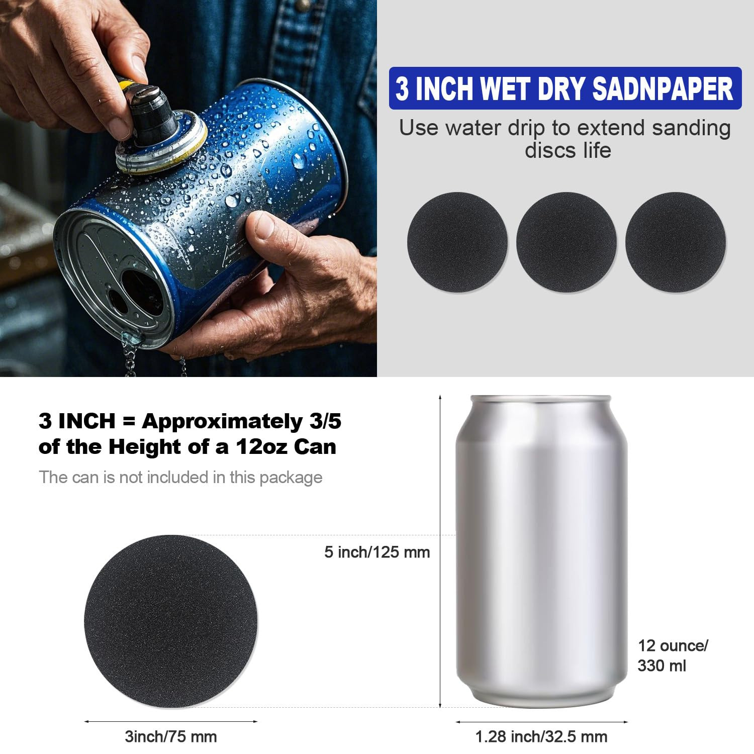 133 PCS Sanding Disc Drill Polishing Kit Sanding Attachment, 3 Inch Wet Dry