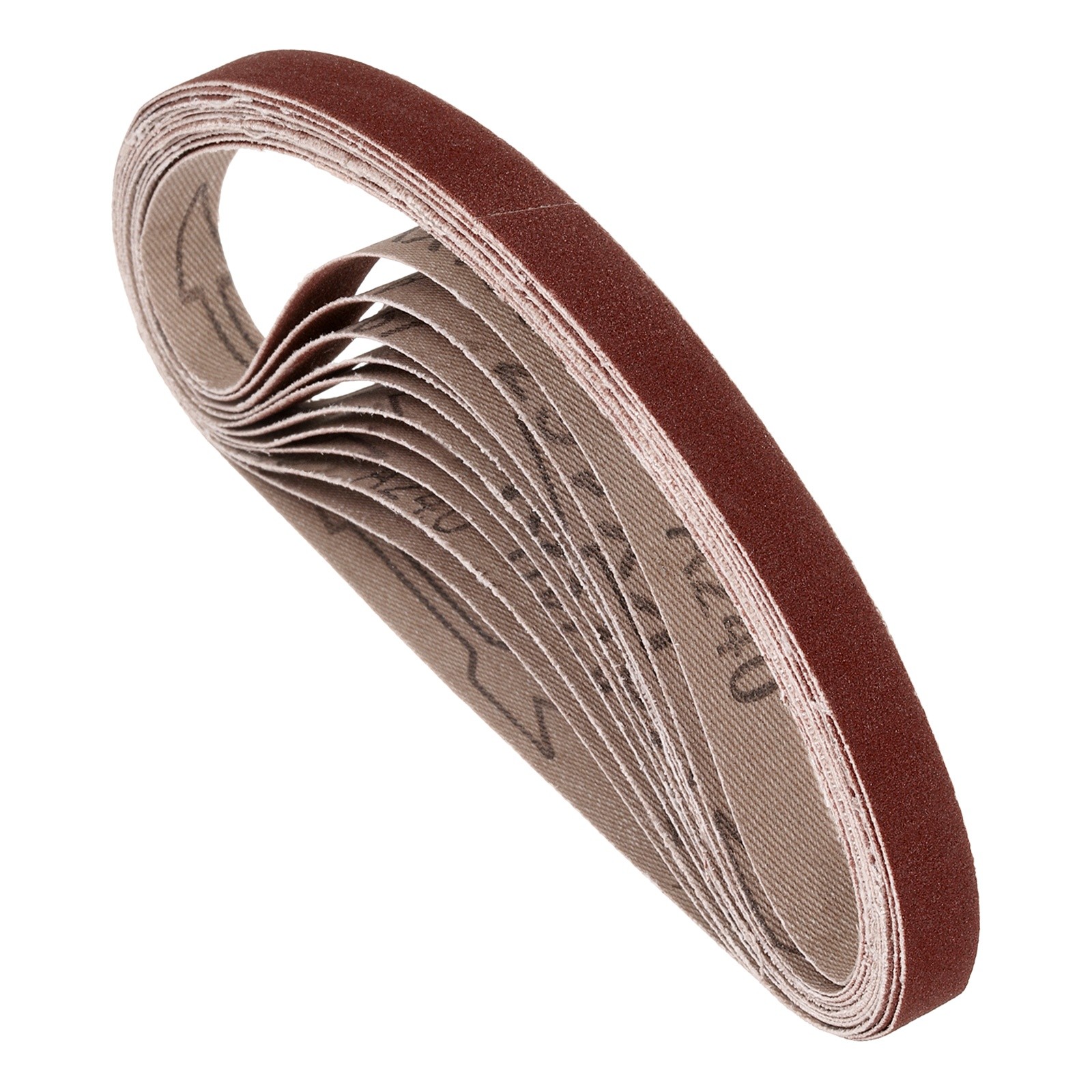 10 Pcs Sanding Belts 3/8 x 21 Inch 240 Grit Aluminum Oxide Abrasive Sandpaper