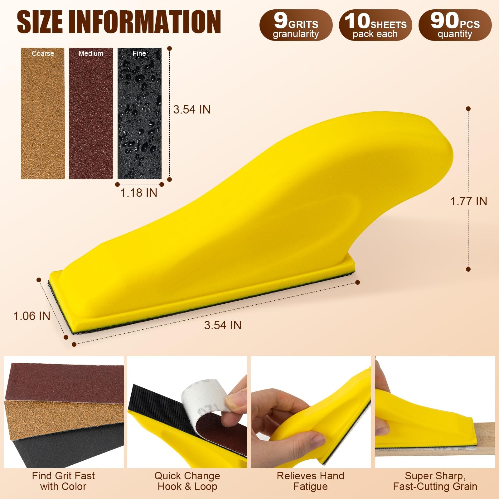 90PCS Premium Micro Detail Sander Kit, Updated 3-In-1 Mini Hand Sanding Block, 6