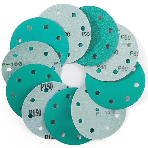 50 Pack Orbital Sanding Discs 40-800 Grit 5 Inch 9 Holes Hook and Loop Adhesive