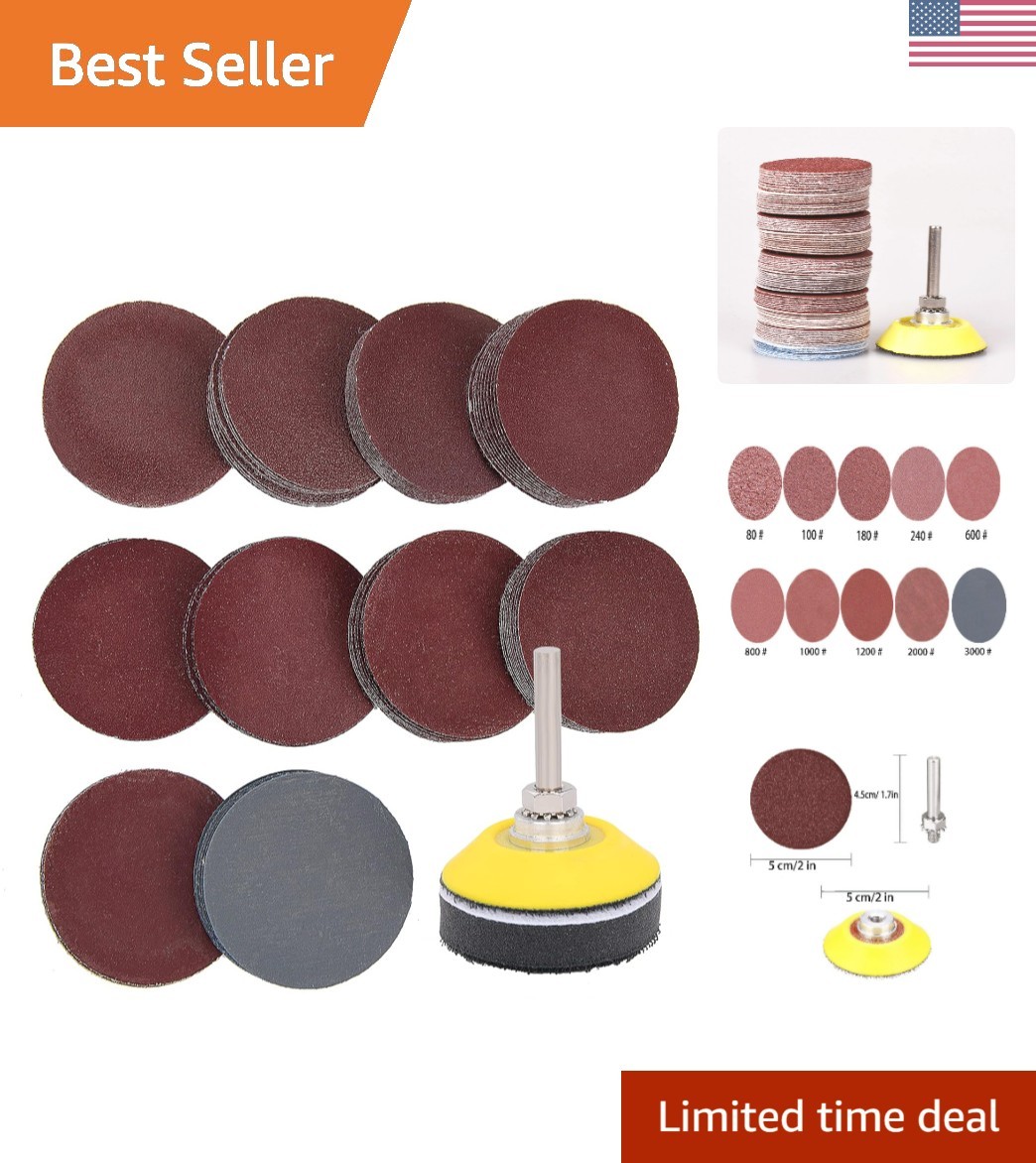 100 Pieces 2 Inch Sanding Discs, 80-3000 Grit Sandpaper with 1/4″ Shank Backi…