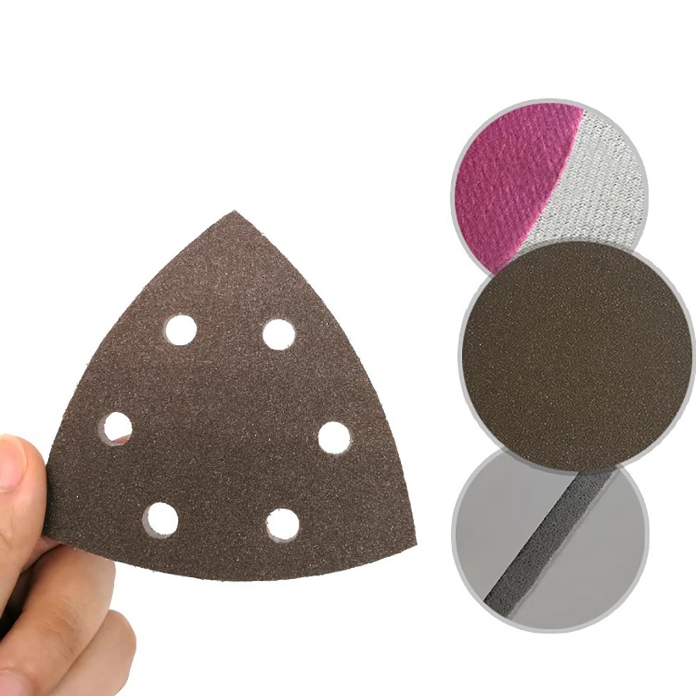 90mm 6 Hole Triangle Sponge Red Sandpaper Wet & Dry Sanding Disc 300#-2000# Grit