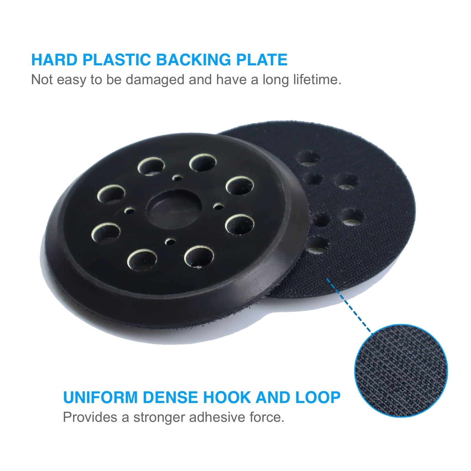 2 Pack 5″ 8 Hole Sander Pads – Hook & Loop Replacement for Random Orbital Sander