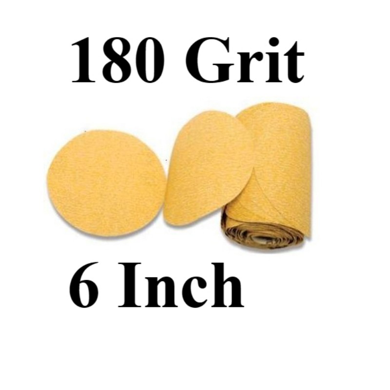 50 Rolls 6″ 180 Grit PSA Sandpaper Discs Aluminum Oxide Sticky Back for Metals