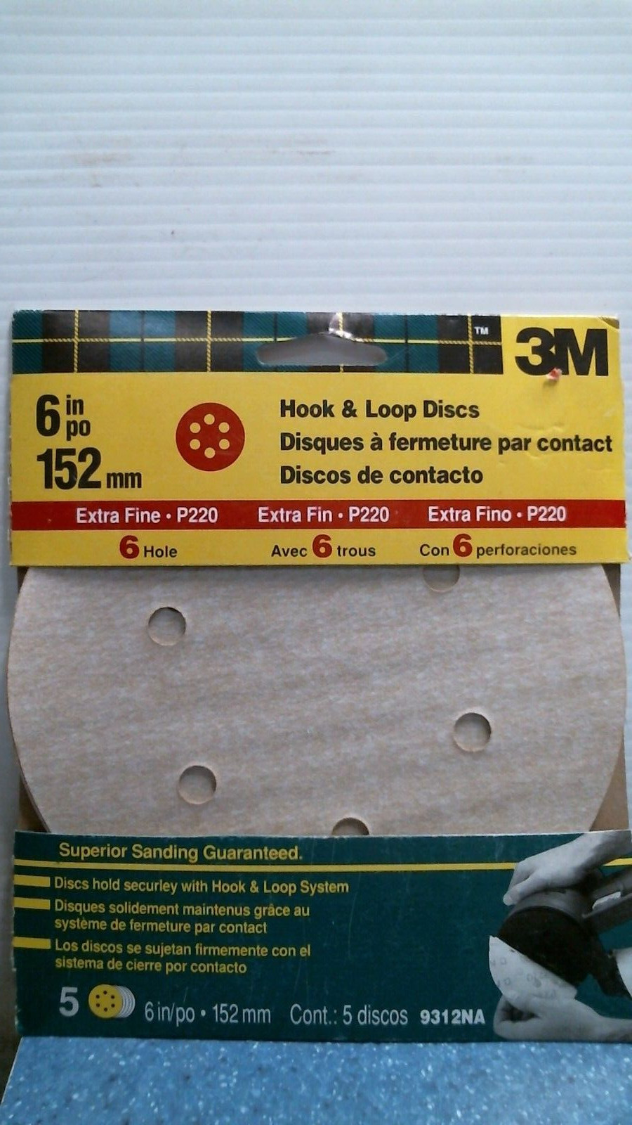 3M 6 in./ Po Hook & Loop Discs 5pk (9312NA) FS