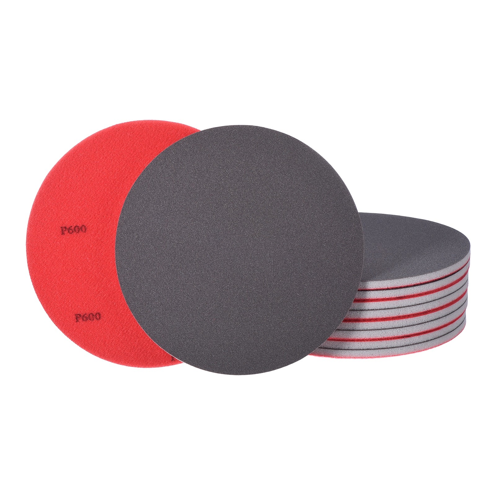 10 Pcs 500-600 Grit 6 Inch Hook and Loop Sponge Sanding Disc for Sander, Black