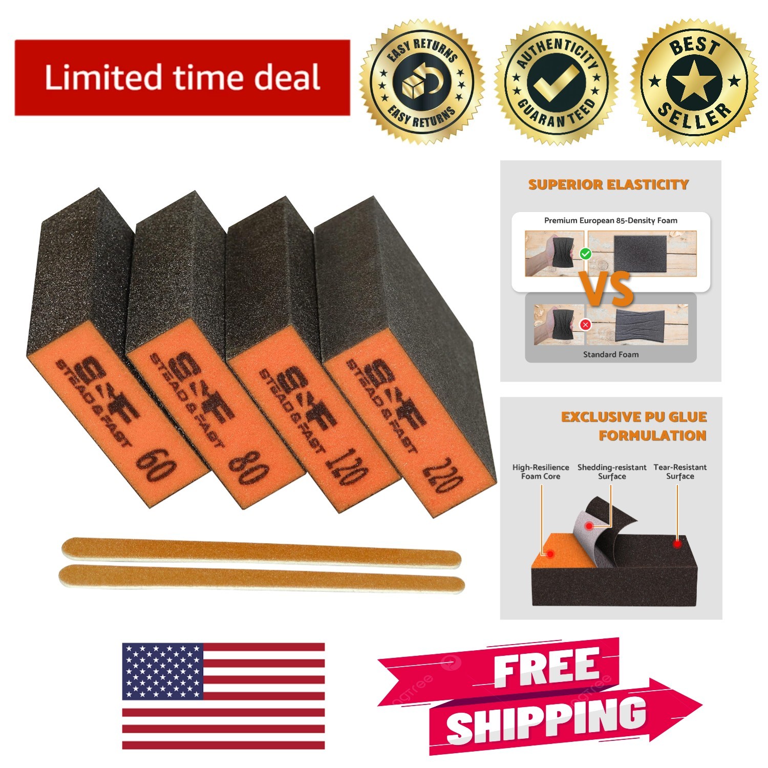 Versatile Sanding Sponge Set – 4 Pcs with Coarse to Fine Grits for Professionals
