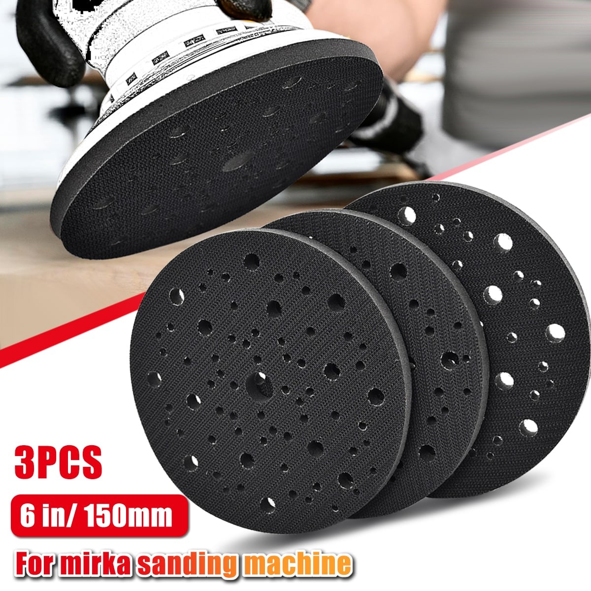 3PCS 150mm Soft Sponge Interface Pad 6 in Dia x 3/8 in THK 70-Hole for Mirka