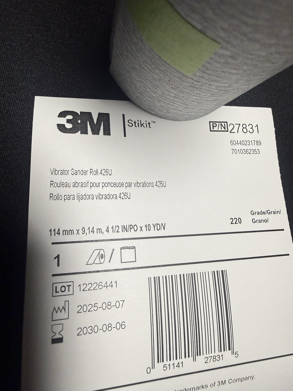 3M Case Of 10 Stickit Vibrator Sander 220 Grit Sandpaper 426U