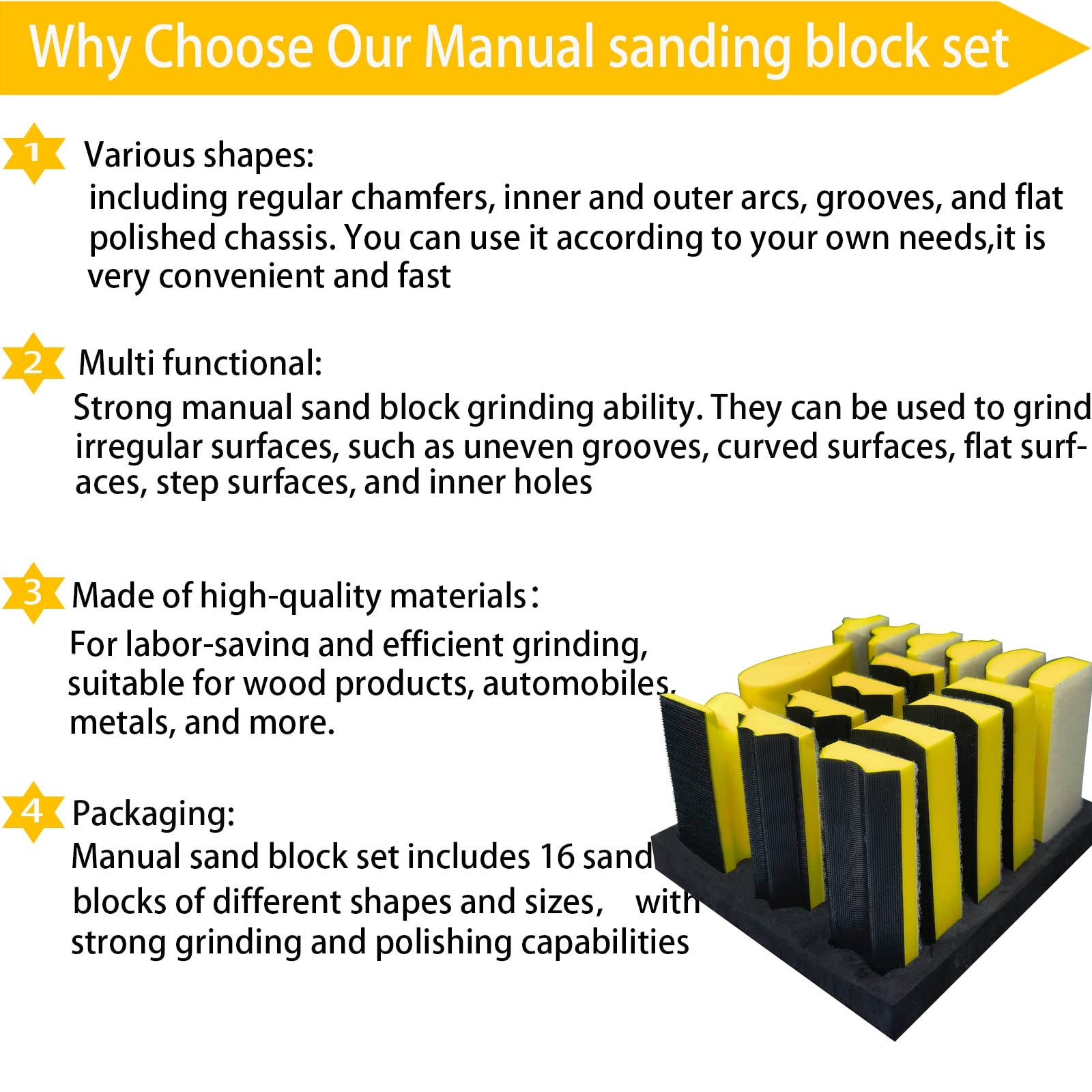 Sanding Block Set 56 PCS Assorted Shapes Sandpaper Kit for Woodwork Crafts Auto