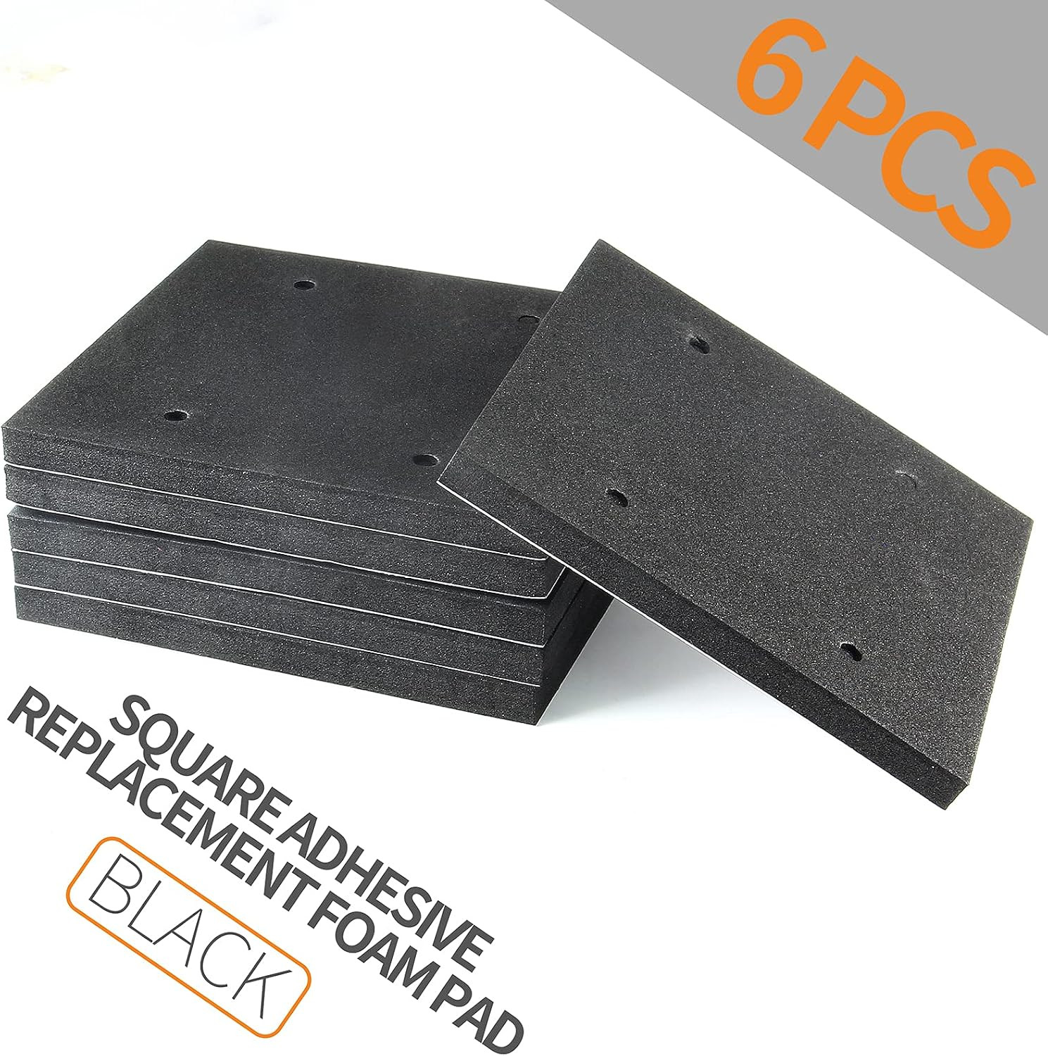 6 Pack Black Foam Sander Pad Replacement Self Adhesive Sponge Pads