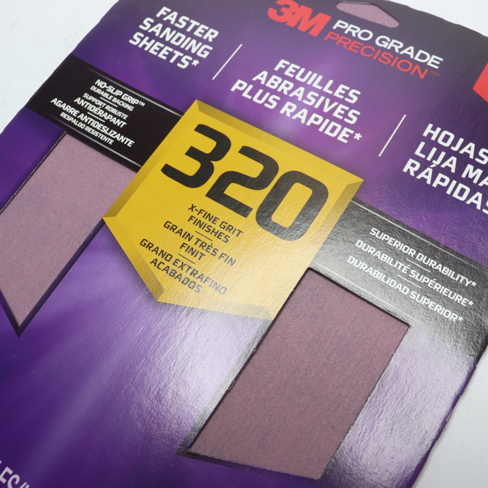 (4-Pk) 3M Sandpaper Sheet 320 Grit 9″W 26320PGP-4