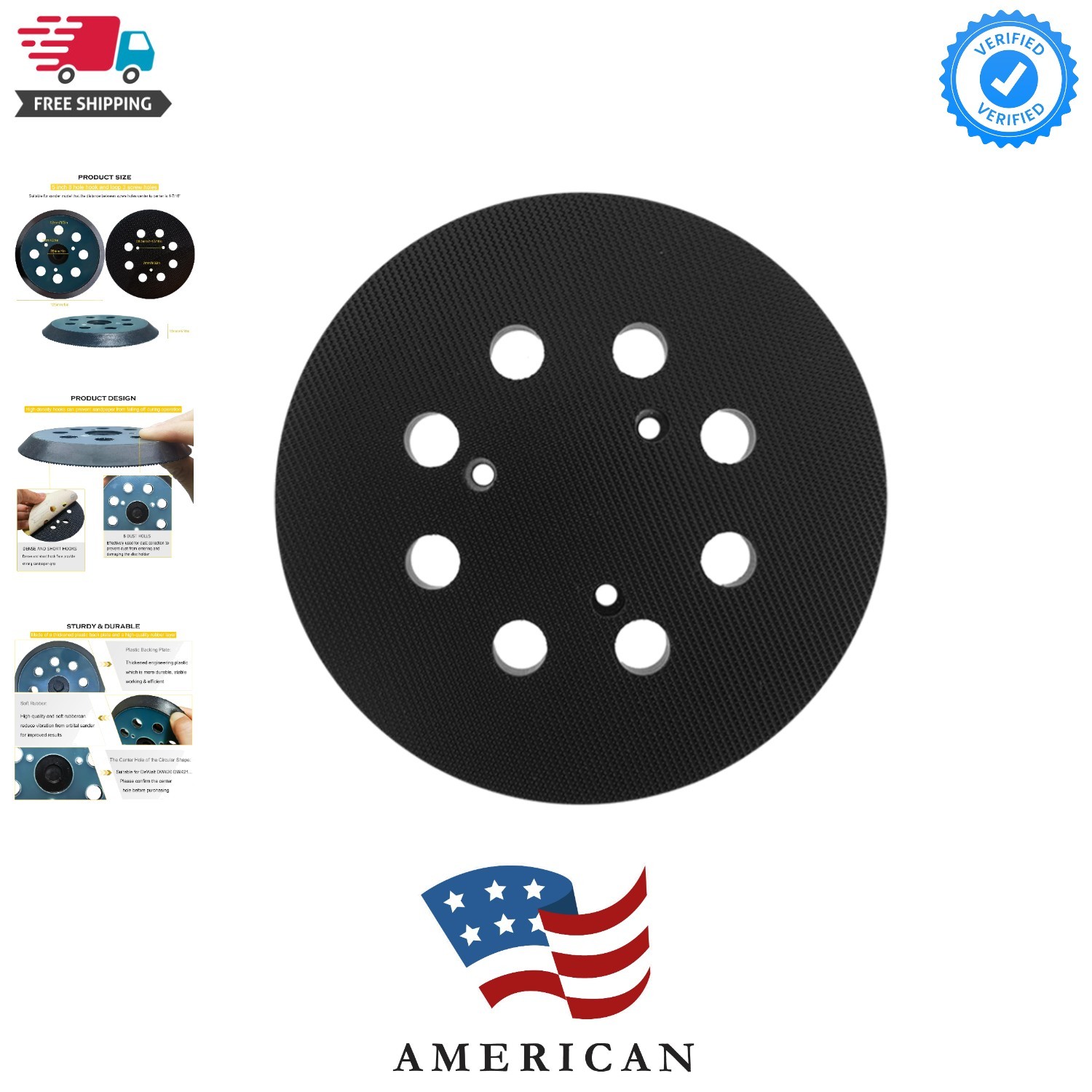 Standard 5″ Hook and Loop Replacement Sander Pad for Porter Cable 343/343k, 3…