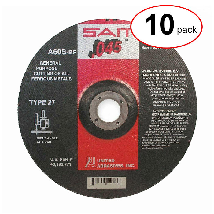 Sait 22021 – 4-1/2″X .045″X 7/8″ Type 27 Cutoff Wheel – (10Pack)