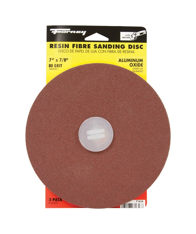 3-Pack Forney 7″ Aluminum Oxide Adhesive Sanding Disc 80 Grit