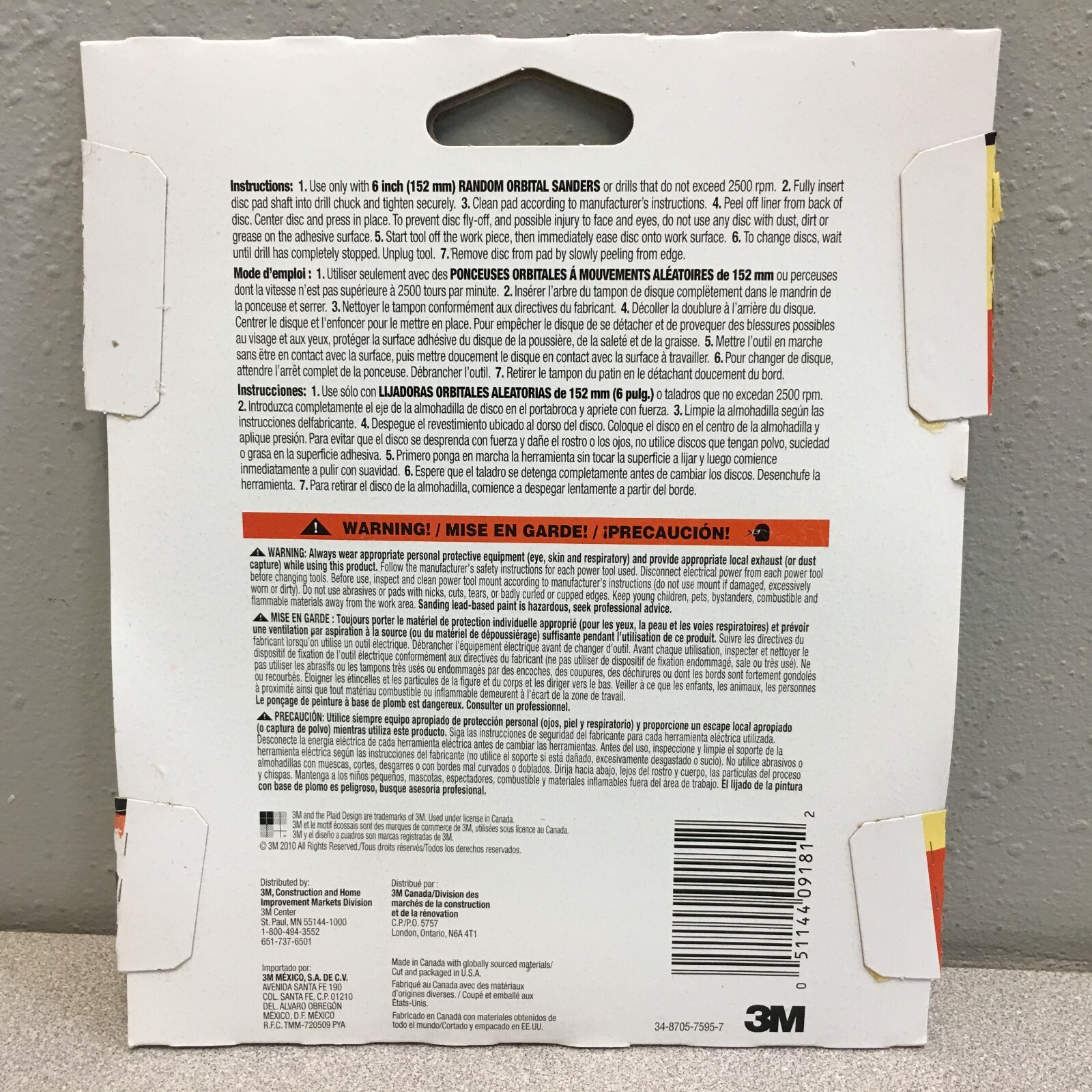 3M 9181DC-NA 6 in. Aluminum Oxide Adhesive Sanding Disc 180 Grit Extra Fine 5 pk