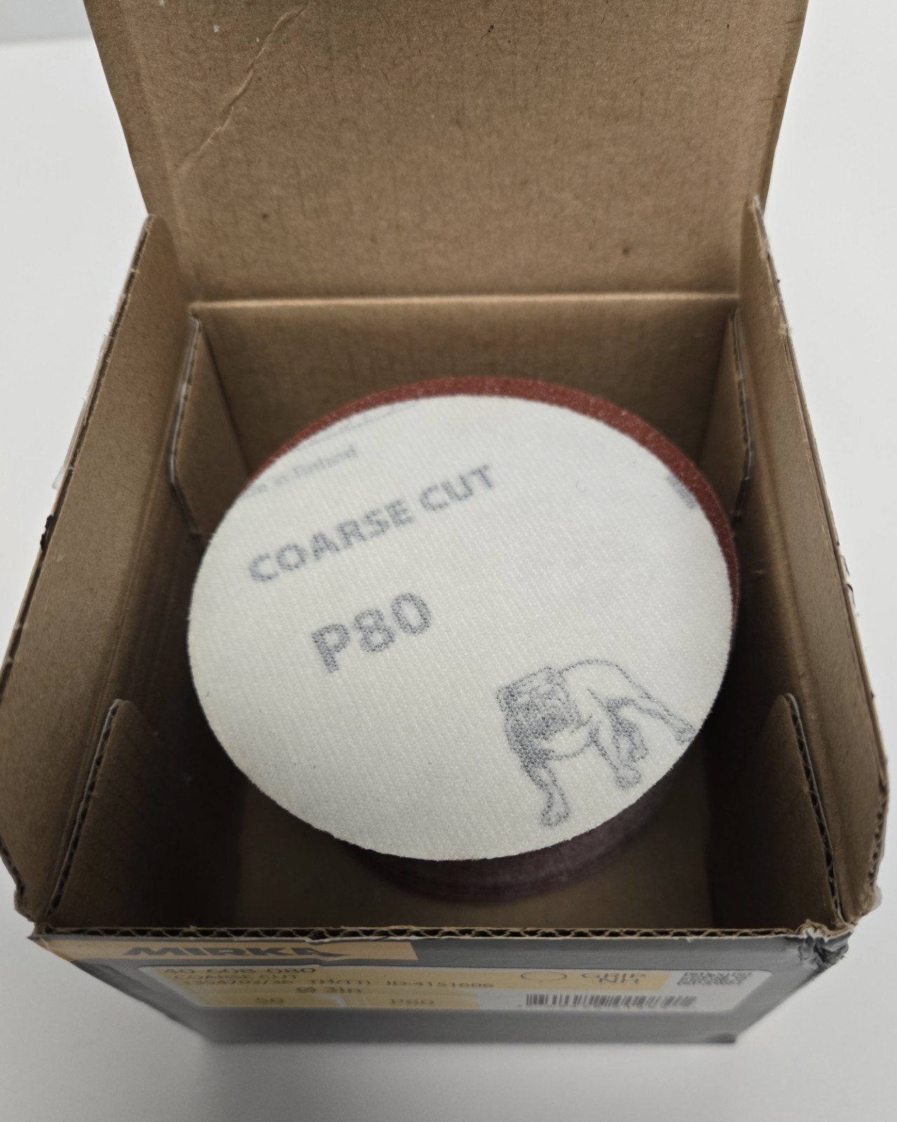 MIRKA SANDING DISCS 40-608-080. 3″ P80 GRIT. BOX OF 50.