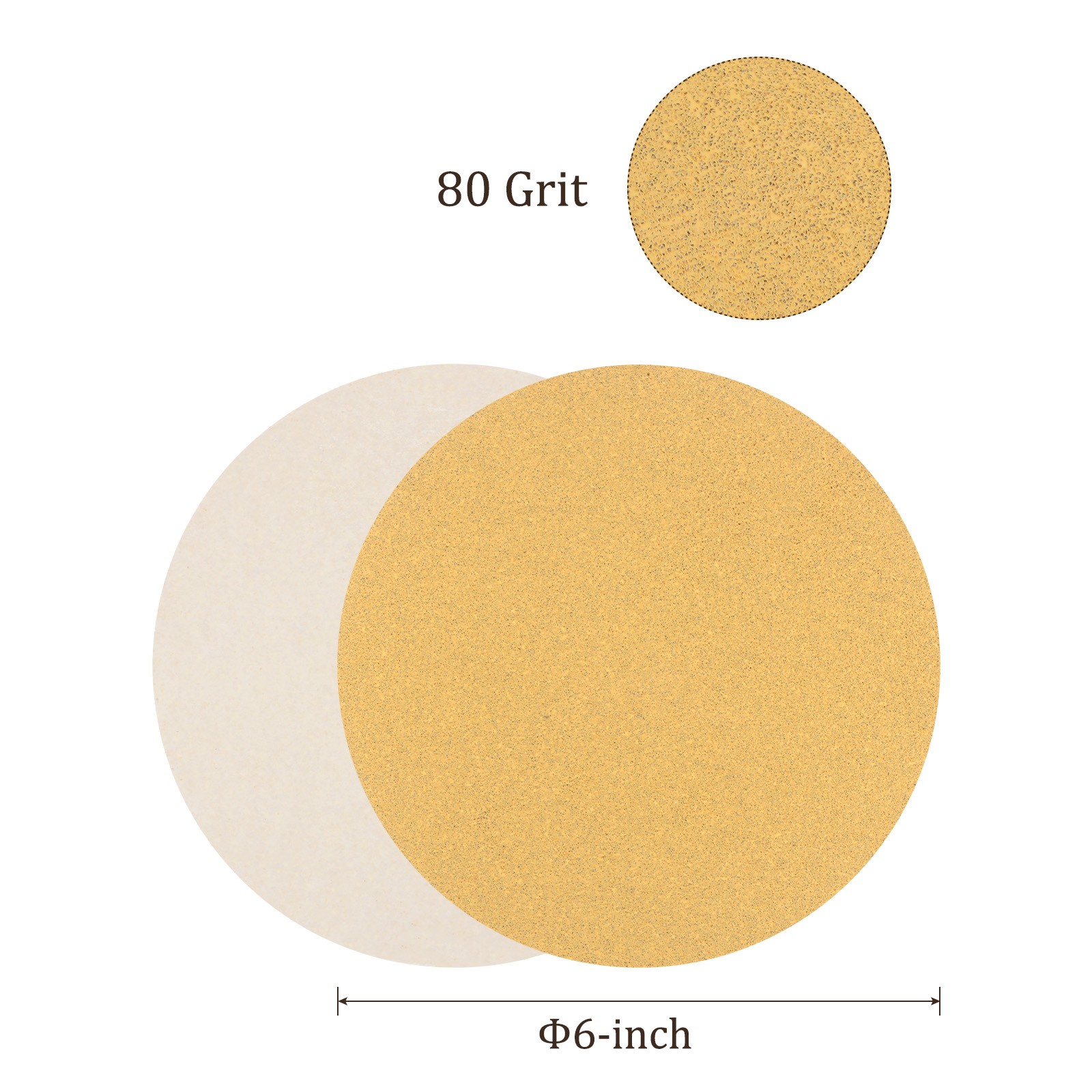 75pcs PSA Sanding Discs 6″x 80 Grit C-Weight Self Adhesive Sticky-Back Sandpaper