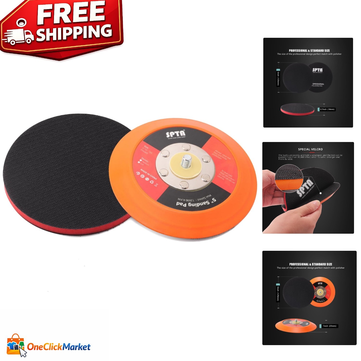 5-Inch DA Sander Backing Pad – Flexible Polyurethane & 12000 RPM Capability