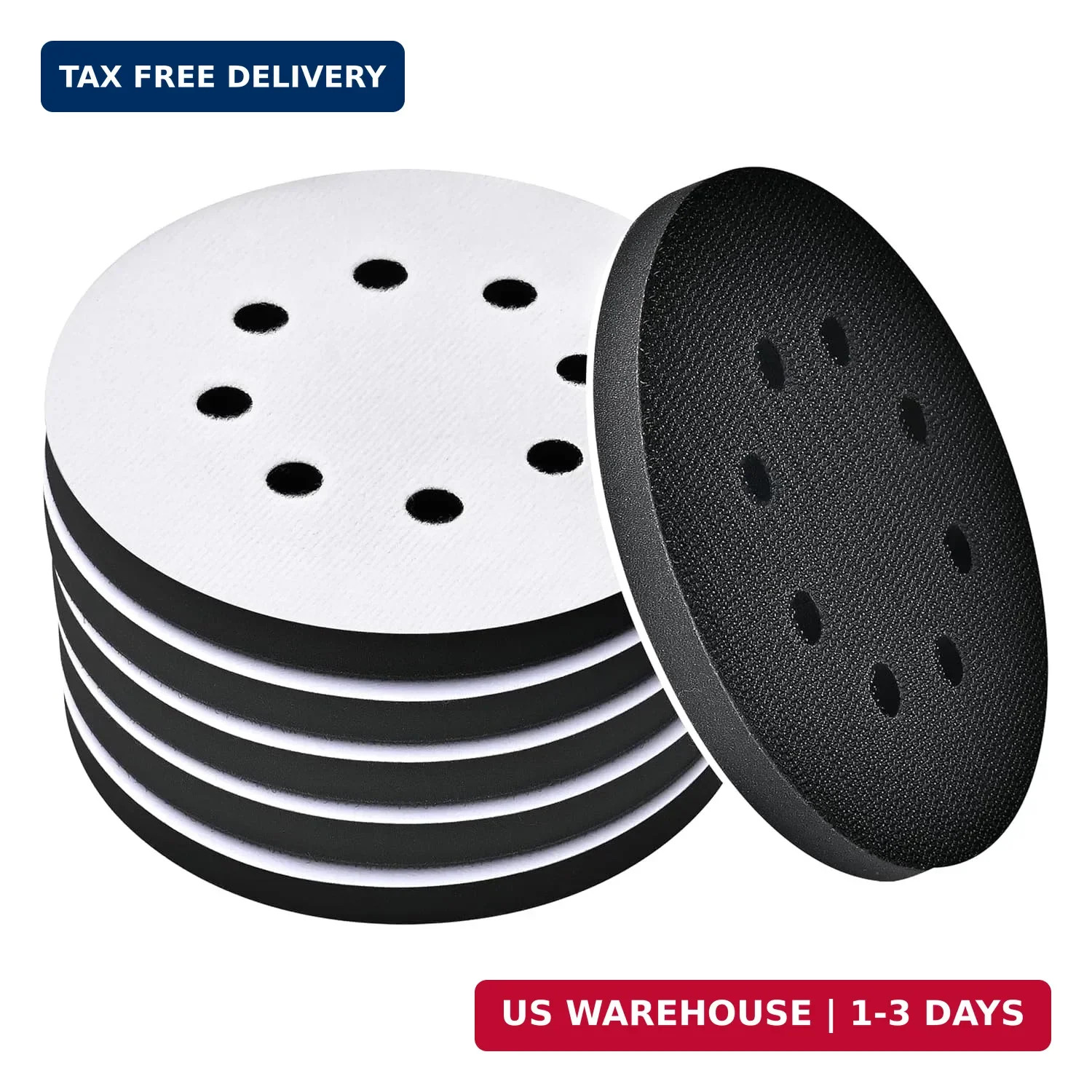 TPSUIPA 6 Pack 5 Inch 8 Hole Foam Sanding Pads, Soft Density Interface Pad, H…