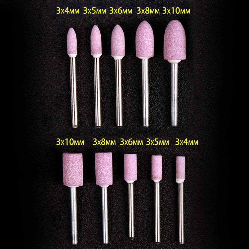 10 Pcs 1/8 Shank Abrasive Mounted Stone Rotary Tool